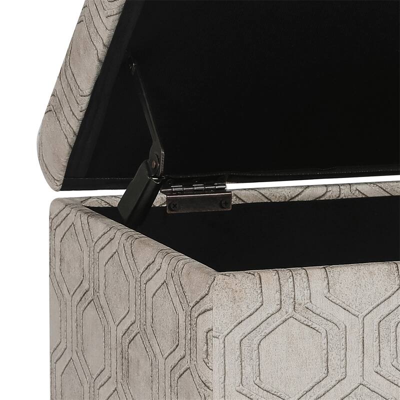 Adeco Storage Ottoman Bench Fabric Patterned Rectangular Toy Chests