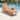 Outdoor Wood Weather-Resistant Single Chaise with Built-In Table and Rolling Wheels