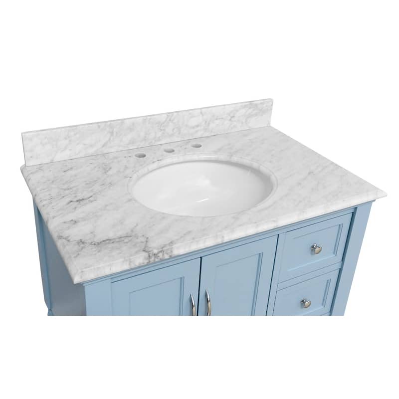 KitchenBathCollection Beverly 36" BathroomVanity w/ Carrara Marble Top