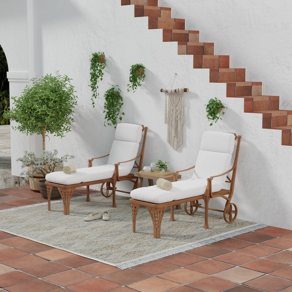 Sunbrella 72" x 22" Natural Solid Outdoor Chaise Lounge Cushion with Ties and Loop - 72'' L x 22'' W x 3.5'' H