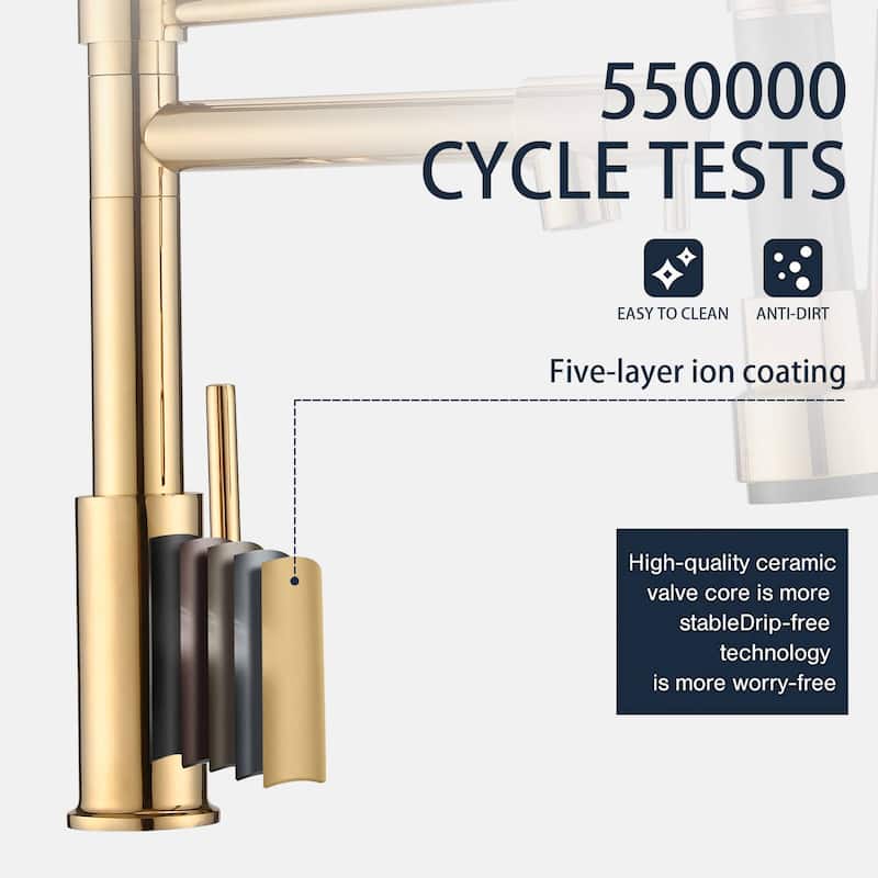 DORNBERG Gold Pull down Spray Swivel Kitchen Faucet and Pot Filler