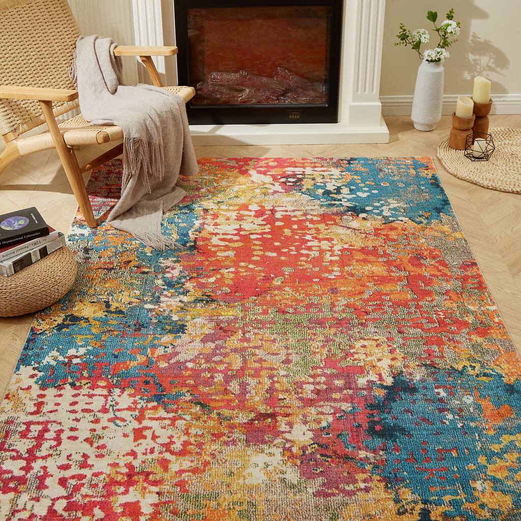 Abstract Design Machine Washable Area Rug 401