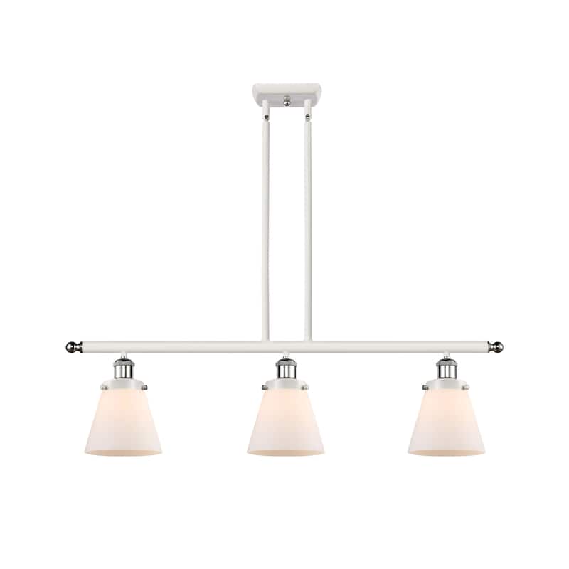 Innovations Lighting 916-3I-10-36 Cone Linear Cone 3 Light 36" Wide - White and Polished Chrome / Matte White