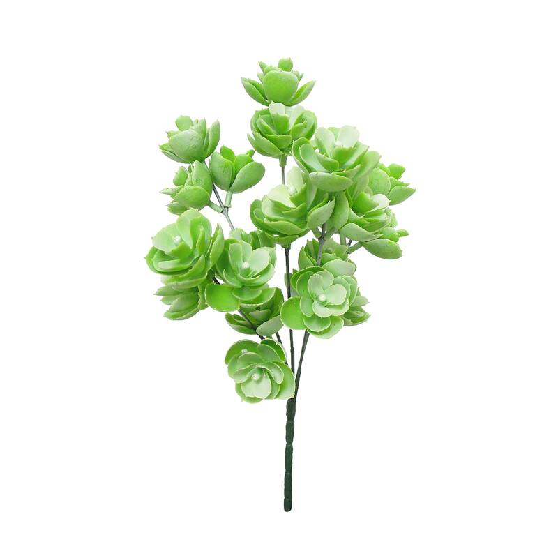 Set of 2 Artificial Echeveria Lotus Succulent Stem Plant Greenery Pick Bush 12in - 12" L x 8" W x 8" DP - Frosted Light Green