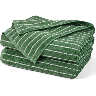 2 Pack Bath Towels 27.5x55 - Quick Dry Cotton, Forest Green