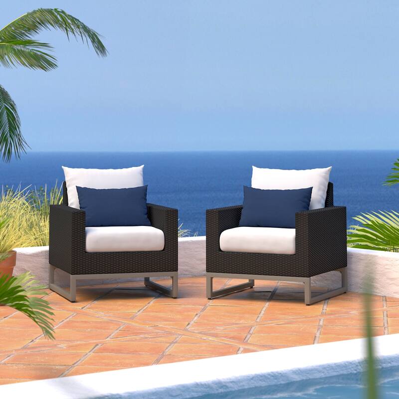 Milo Espresso 2 Piece Sunbrella Outdoor Patio Club Chairs