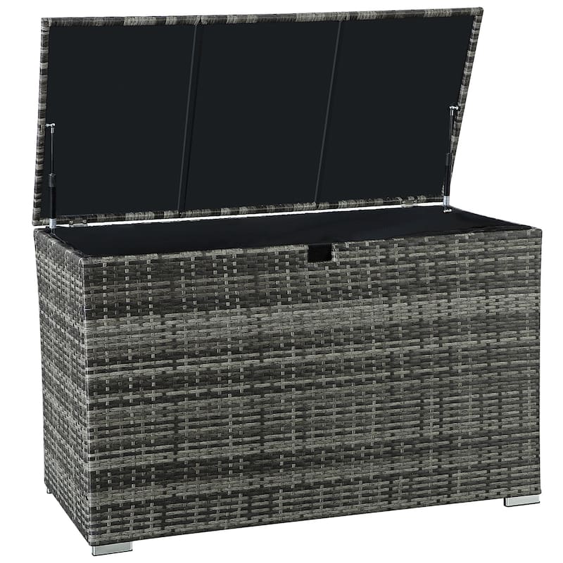 Patio Wicker 120 Gallon Grey Outdoor Storage Deck Box - N/A