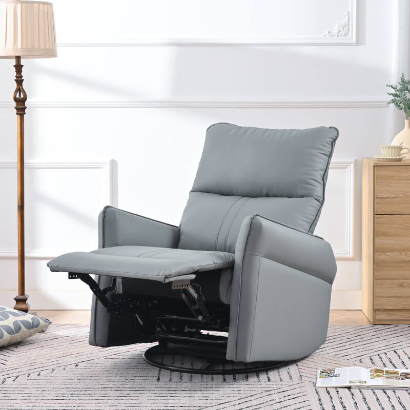 GDFStudio - 360° Swivel Rocker Recliner Chair with Manual Pull-Ring Recline
