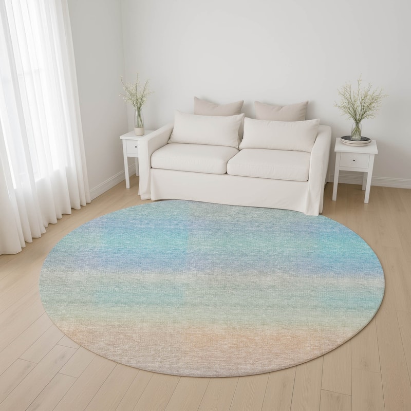 Premium Washable Super Soft Solid Ombre Mayfield Rug - Sky - 8' x 8'