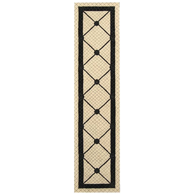 SAFAVIEH Handmade Newport Katsuko Modern Cotton Rug - 2'3" x 10' Runner - Ivory/Black - Runner