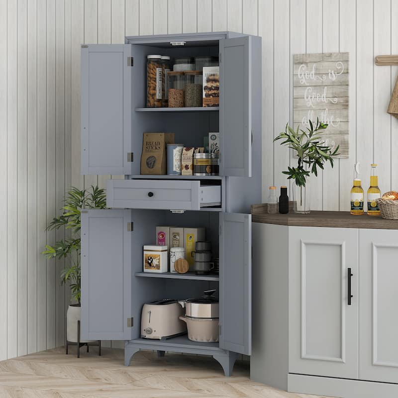 HOMCOM 67" Freestanding Kitchen Pantry, 4-Door Storage Cabinet