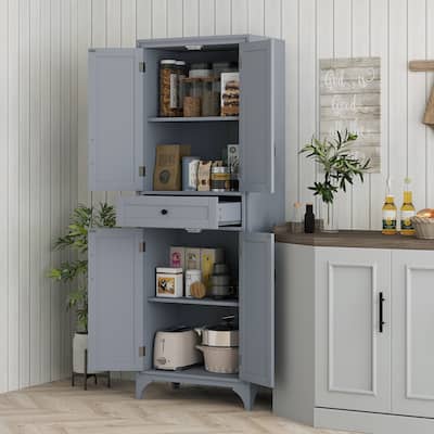 HOMCOM 67" Freestanding Kitchen Pantry, 4-Door Storage Cabinet