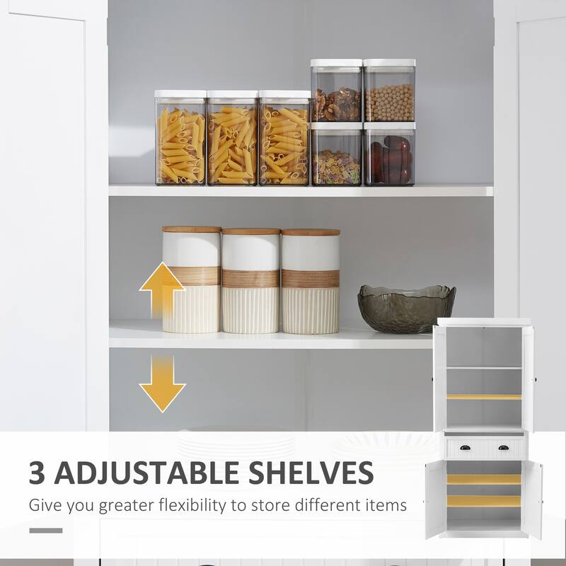 72" Freestanding Kitchen Pantry Cabinet with 2 Large Double Door Cabinets