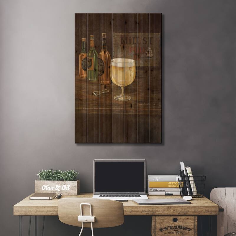 Mill Street Pub Print On Wood by Ruane Manning - Multi-Color