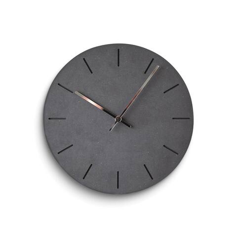 Curata Black Acrylic with Concrete Finish Battery Operated Quartz Wall Clock with Silent Movement