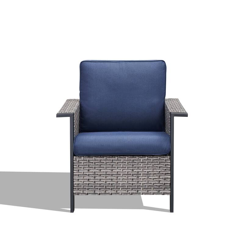 Pocassy Outdoor Wicker Sofa Glider Chair with Ottoman Set