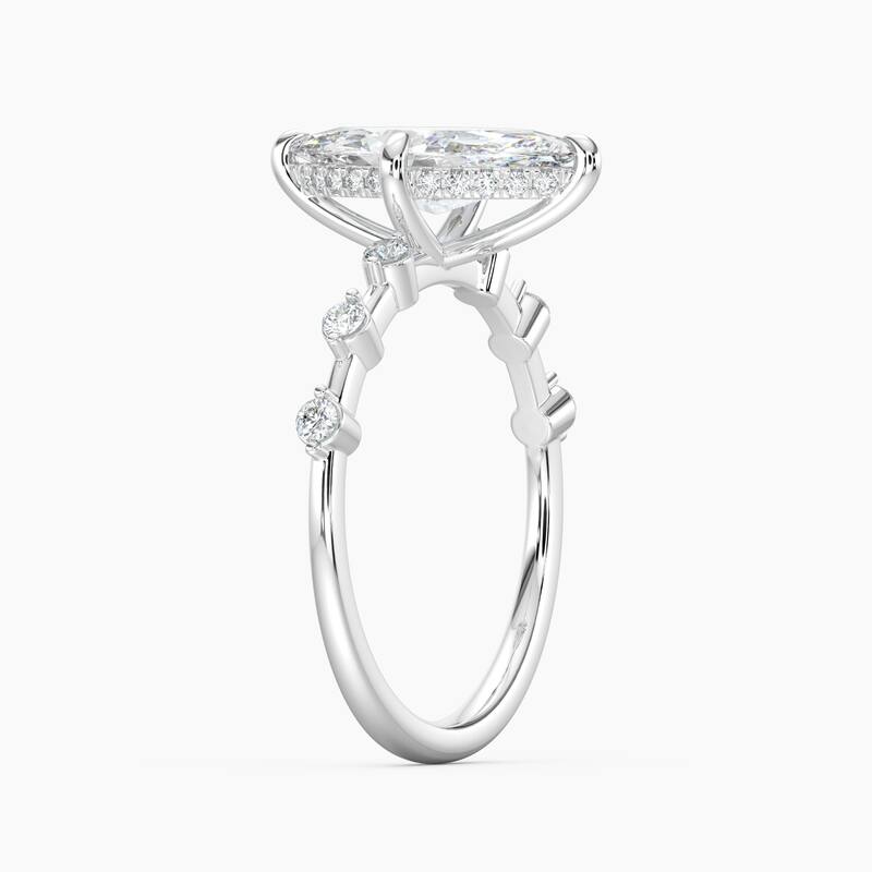 Auriya 14k Gold Marquise Lab Grown Diamond Station Hidden Halo Engagement Ring 1.00 to 5.00 ct. tw. (F-G, VS)
