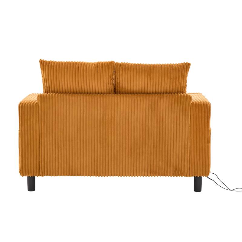 GDFStudio - Corduroy Recliner Sofa with USB Charging, RGB LED Light Strip - Suitable for Living Room and Bedroom