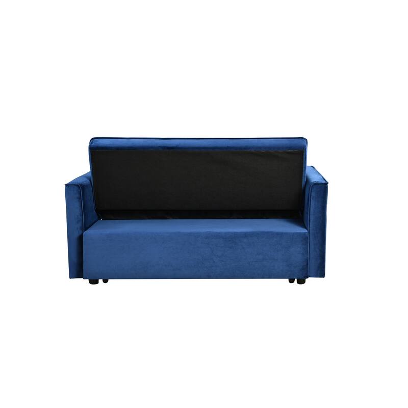 52.75" Velvet 2-Seater Sleeper Sofa with Curved Back & Cotton Padding