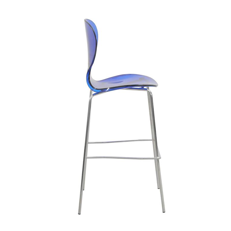 Acrylic Barstool with Steel Frame in Chrome Finish Oyster Series Set of 2