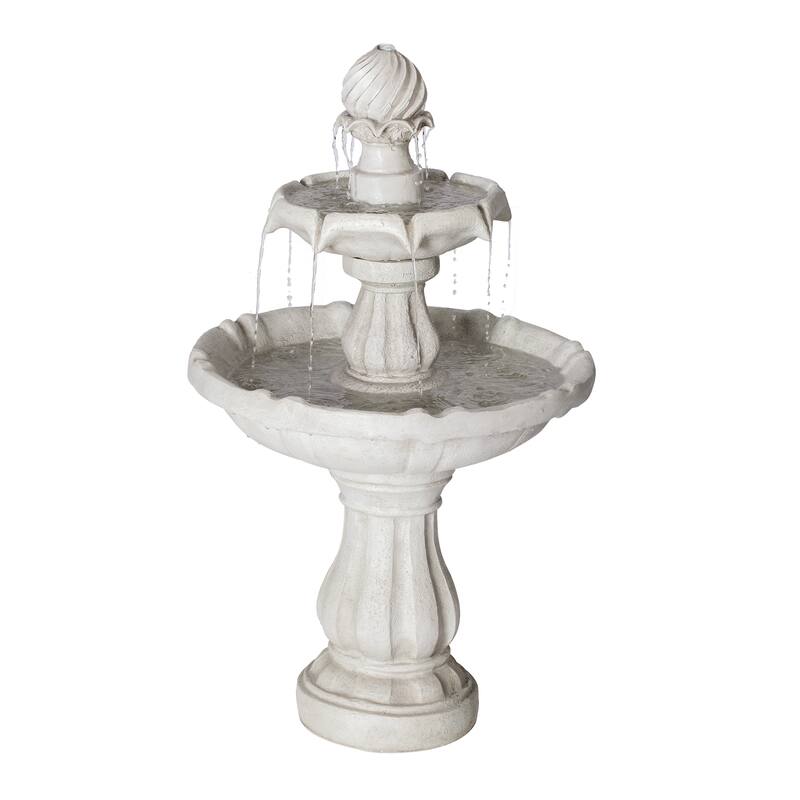 Christopher Knight Home - 2-Tier White 37.4"H Polyresin Outdoor Water Fountain with Recirculating Pump