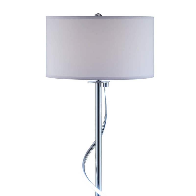 Jame 59 Inch Floor Lamp, Drum Shade, Accent Round Metal Base, Chrome On Sale Bed Bath
