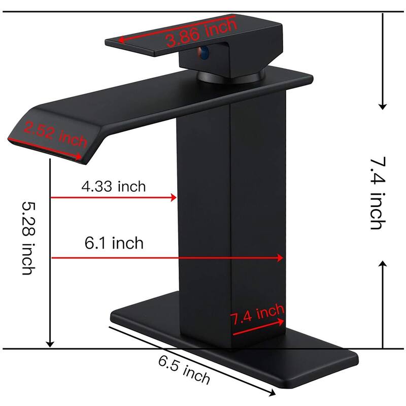 Waterfall Bathroom Sink Faucet with Drain Assembly Modern Single Handle Bathroom Faucets One Holes Basin Vanity Taps With Valve