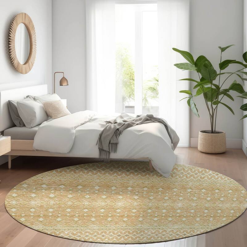 Machine Washable Indoor/ Outdoor Chantille Morrocan Boho Rug - Copper - 8' x 8'
