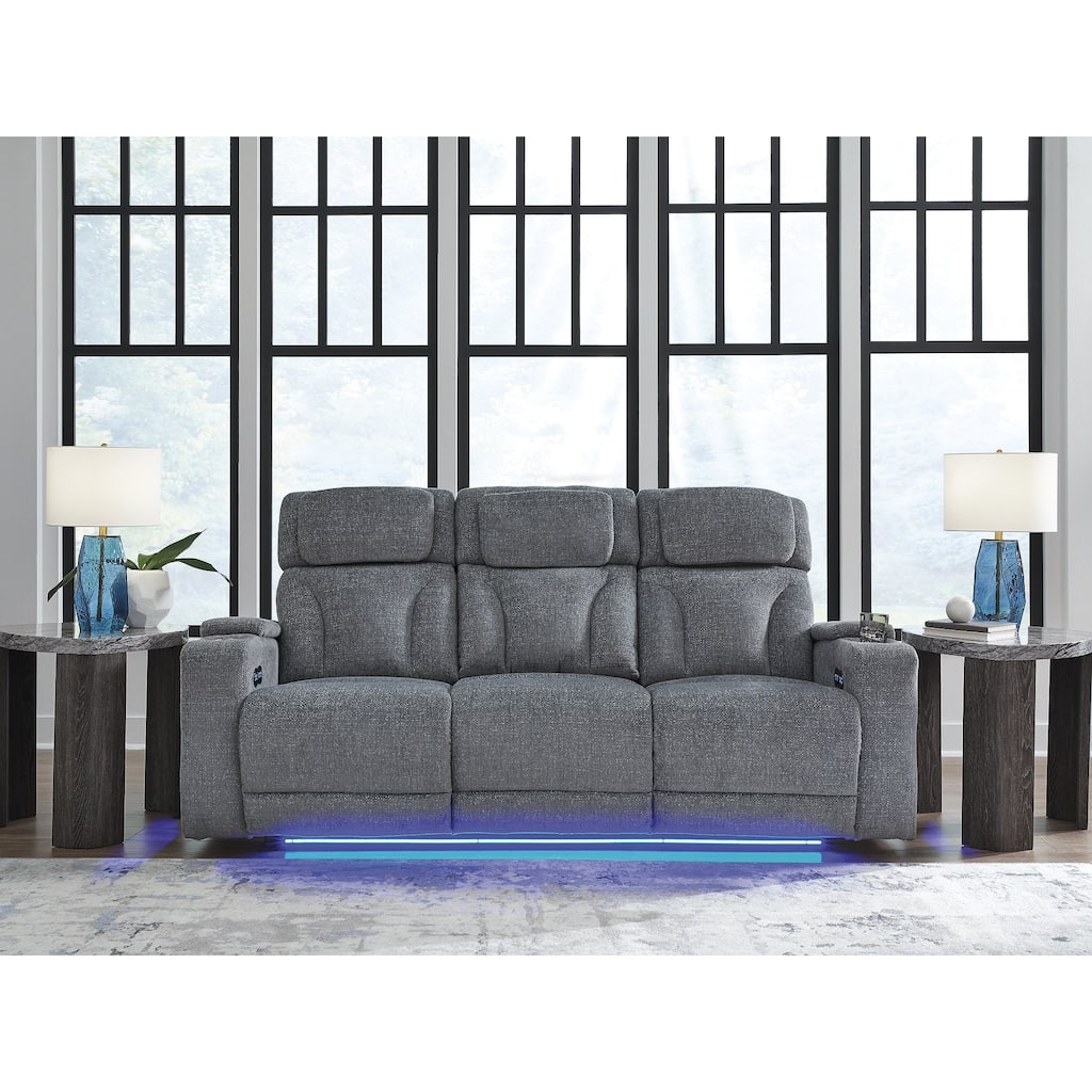 Signature Design by Ashley Forest Lake Gray Power Reclining Sofa - 87"W x 40"D x 42"H