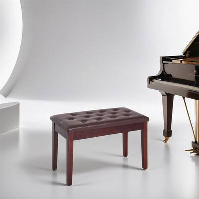 Piano Bench,Duet Piano Chair w/Faux Leather Padded Cushion
