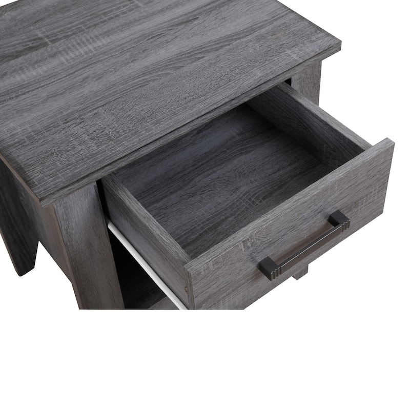 Nightstand with Drawer and Open Shelf - 24" - Gray