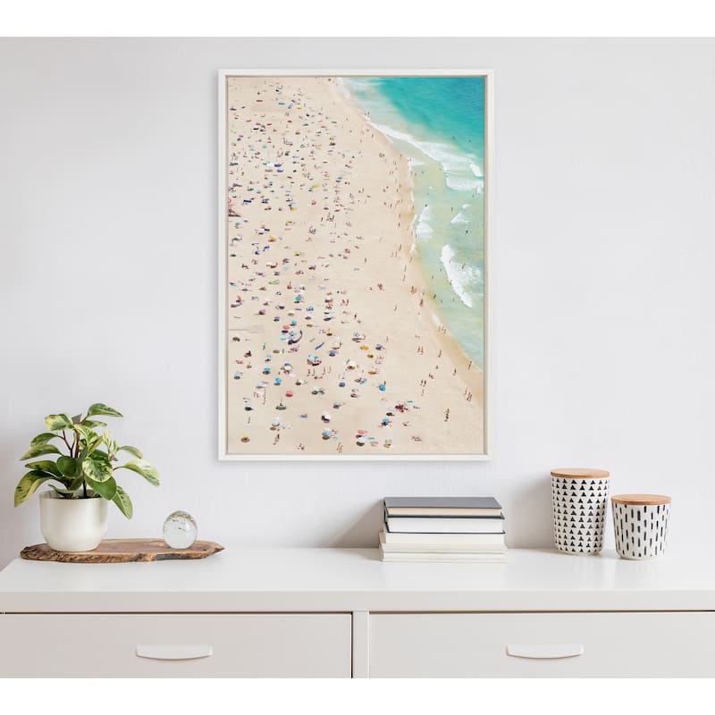 Kate and Laurel Sylvie Beach from Above Framed Canvas by Amy Peterson