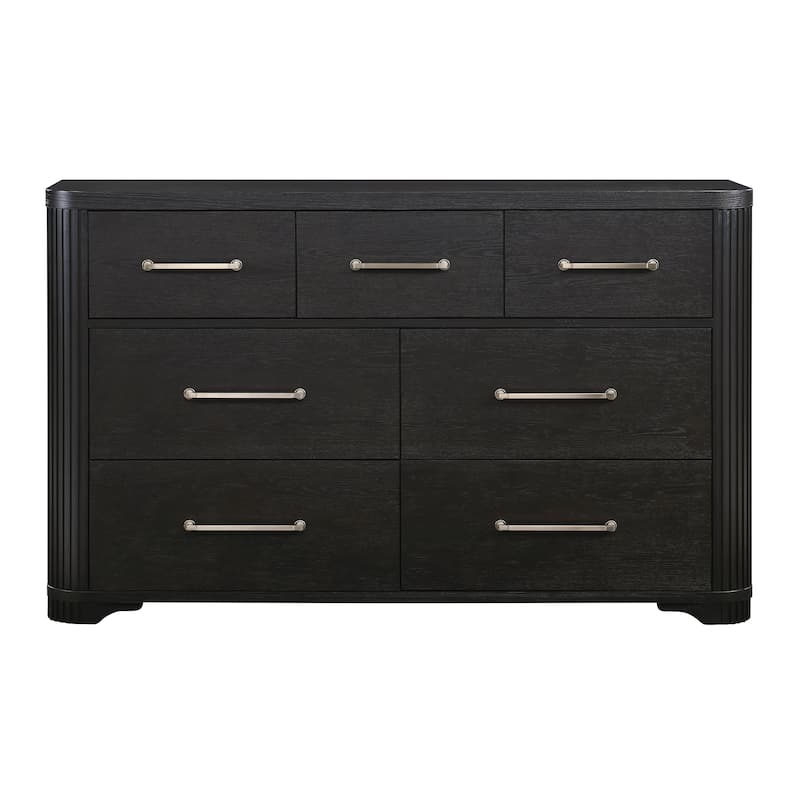 Modern Bedroom Set 4pc Furniture Bed Dresser Mirror Chest Charcoal Finish