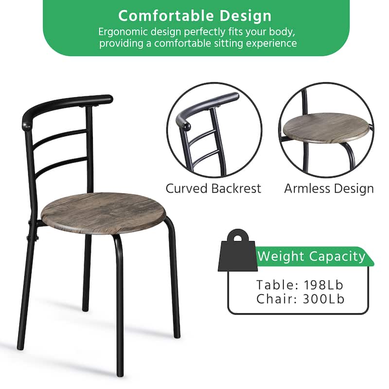Yaheetech Modern Round Dining Table Set, 3 Piece Dining Room Sets for Kitchens, Apartments