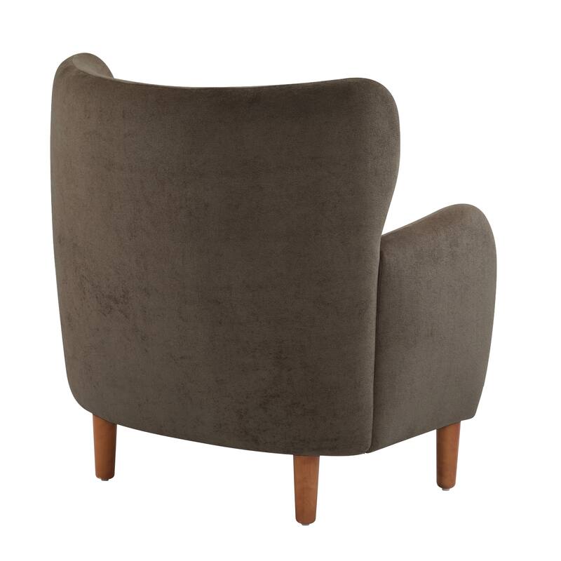 Roomfitters Upholstered Wingback Club Chair, Modern Accent Lounge Armchair, Dark Brown