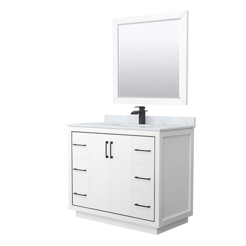 Wyndham Collection WCF1111-42S-NAT-M34 Icon 42" Free Standing Single - White / Matte Black Hardware