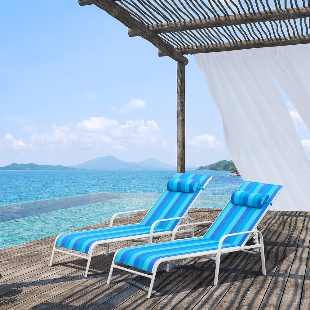 EROMMY Outdoor Patio Lounge Chair, Adjustable Recliner Outdoor Lounge Chairs, Multiple Colors Available