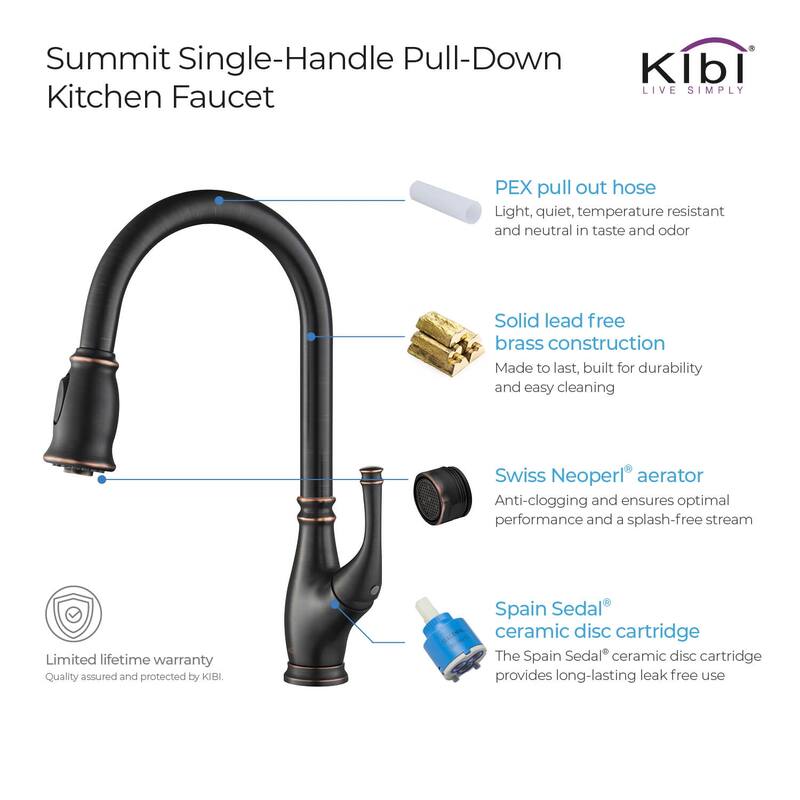 High Arc Pull Out Single Level Lead Free Brass Kitchen Faucet with Sprayer and Magnetic Docking