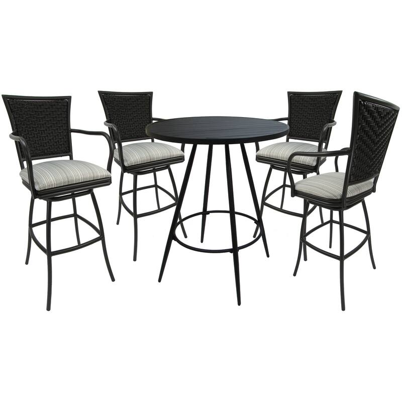 Outdoor/Indoor Metal Pub Set - Erin 30" Swivel Bar Stools - 30" Seat Bar Height - Natural Fun - Black
