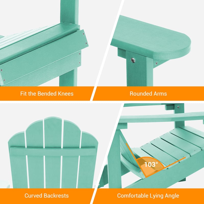 BONOSUKI Outdoor Adirondack Chair,HIPS Wooden-Like Finish Single Chair