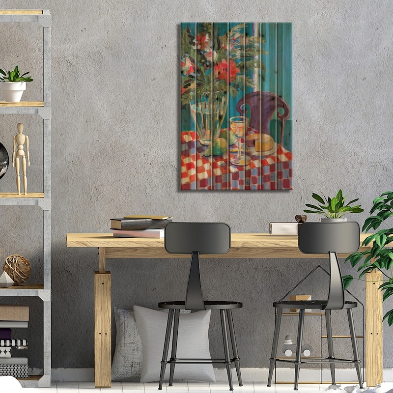 Table For One Print On Wood by Jane Slivka - Multi-Color
