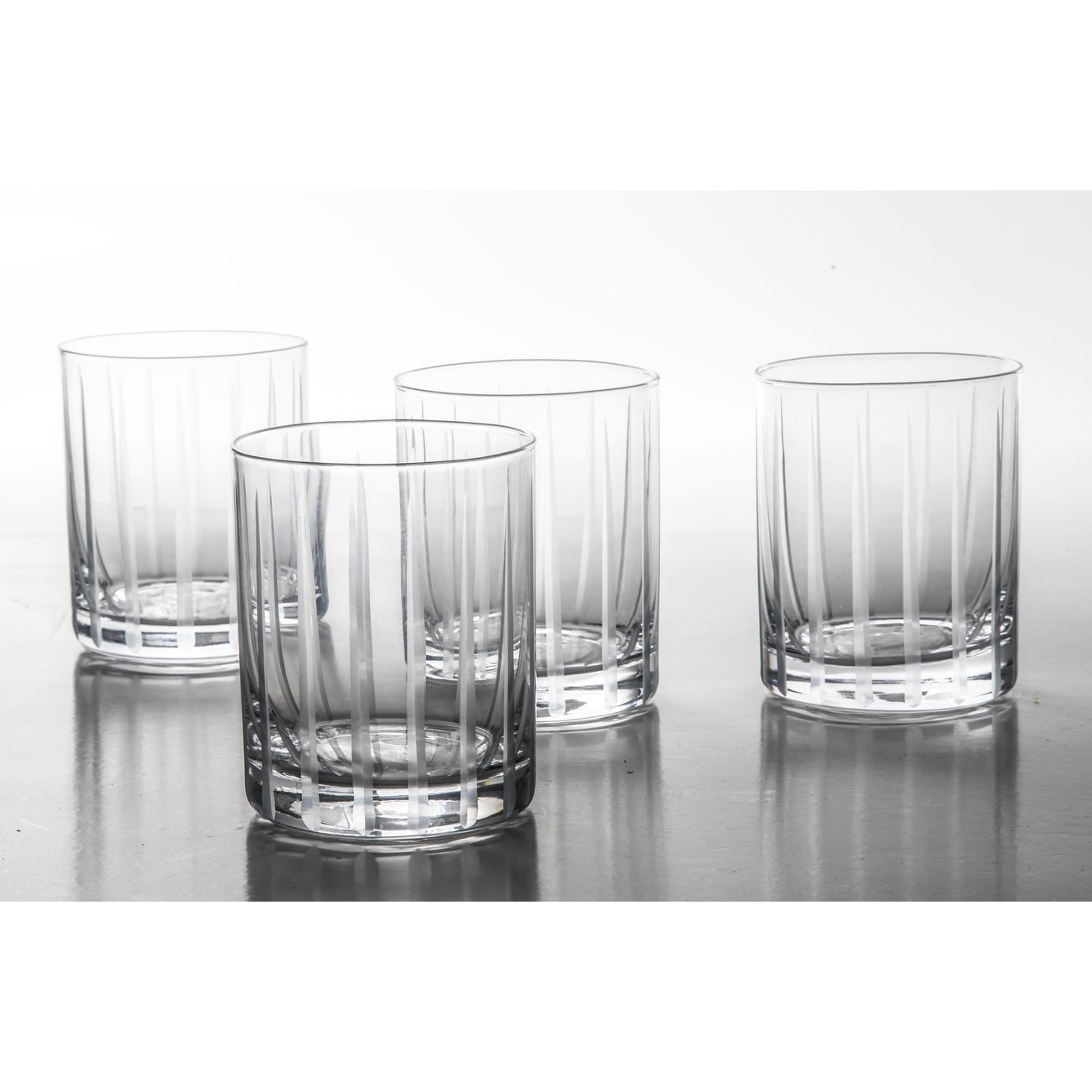 Babish 4 Piece 14 OZ DOF Old Fashioned Drinking and Whiskey Glass - Etched Handmade Clear Glass