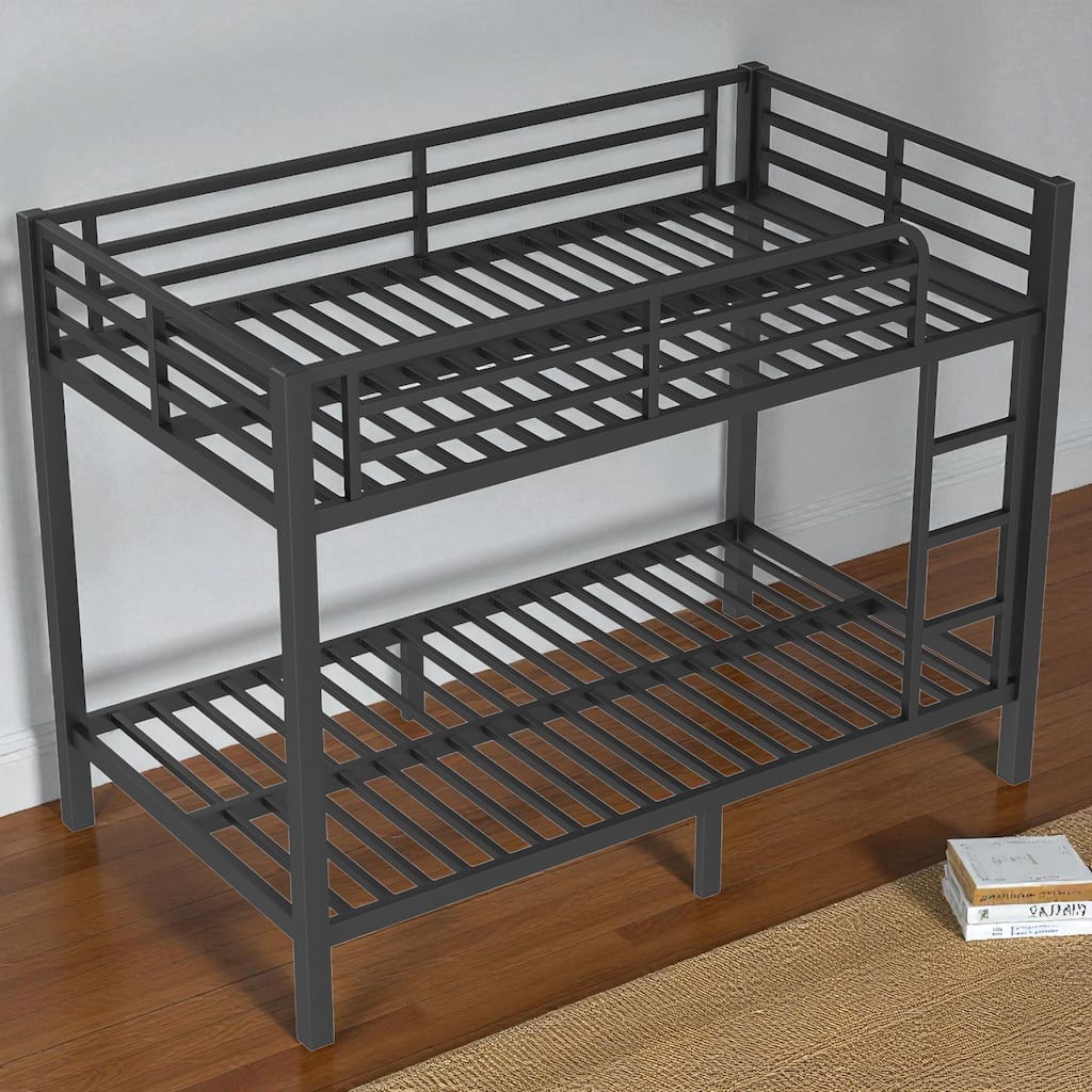 Metal Twin over Twin Bunk Bed for Teens and Adults, Heavy-Duty Noise-Free Frame, Space-Saving Design, No Box Spring Needed