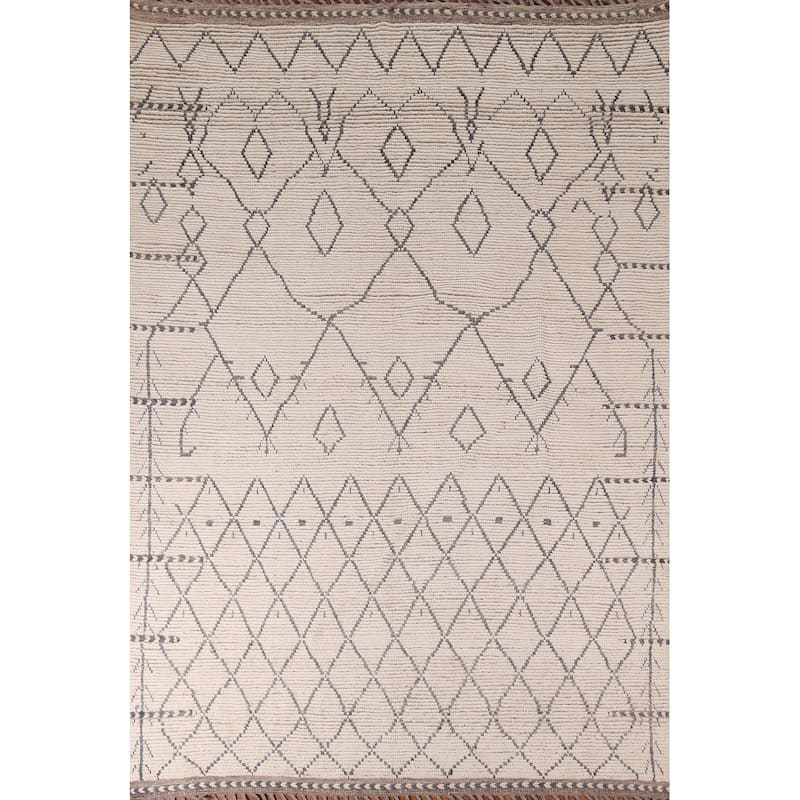 Earth Tone Moroccan Area Rug Handmade Wool Carpet - 8'3" x 10'2"