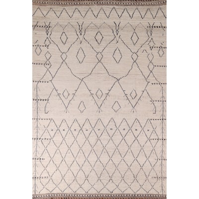 Earth Tone Moroccan Area Rug Handmade Wool Carpet - 8'3" x 10'2"