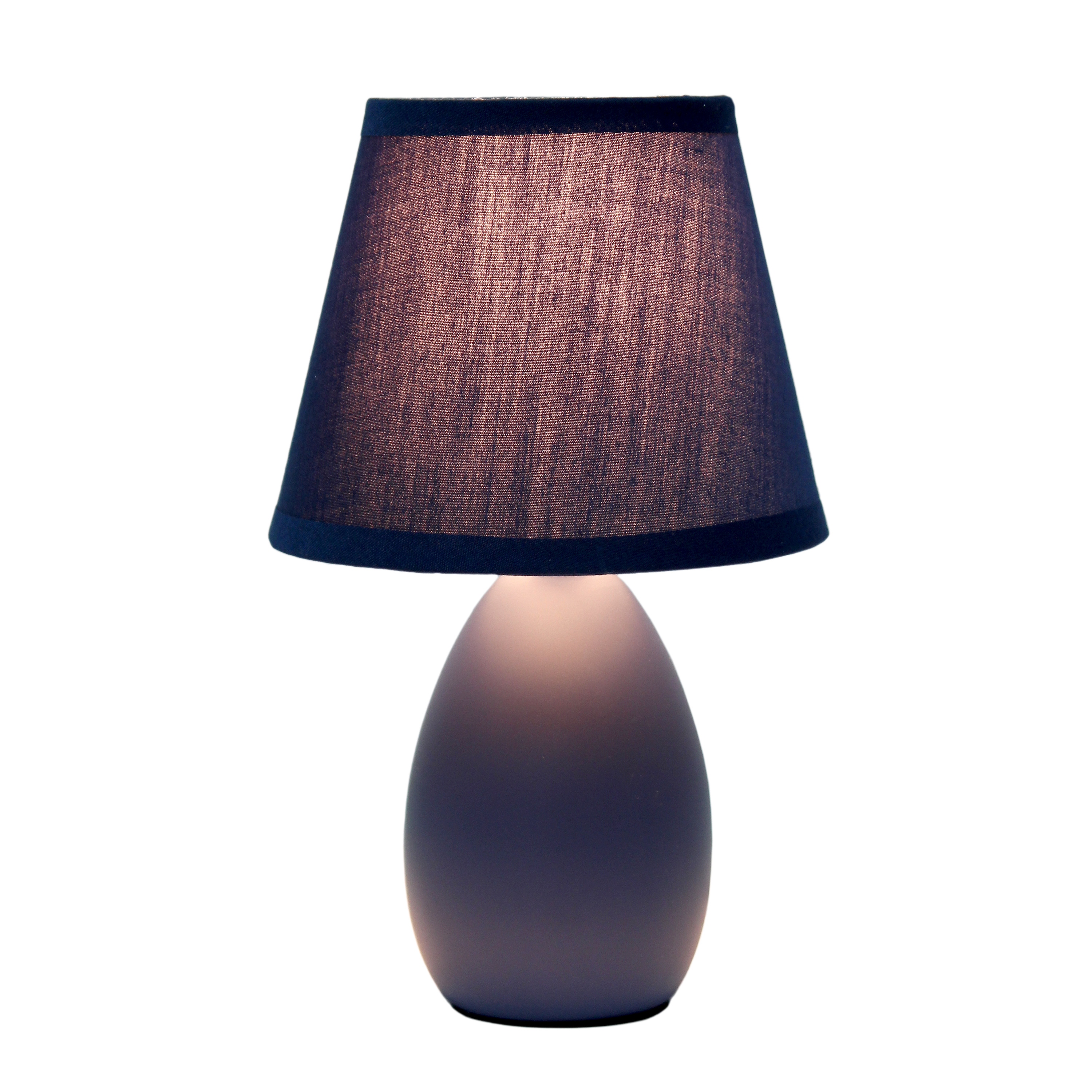 Simple Designs 9.45 Mini Egg Oval Ceramic Table Lamp with Matching Shade LED Bulb Included Off White