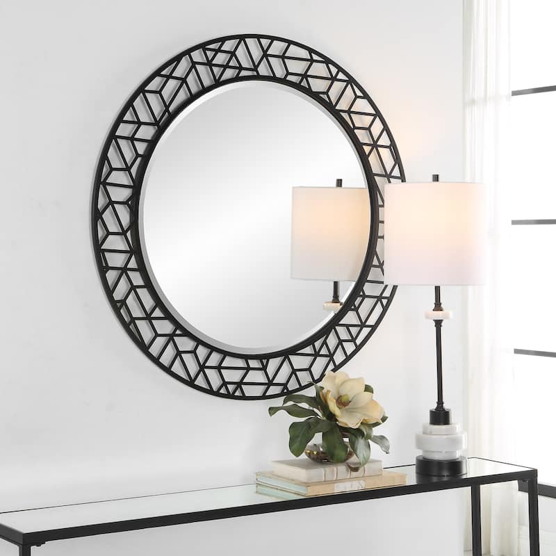 Uttermost 09907 Mosaic 40" Diameter Circular Framed Bathroom Mirror