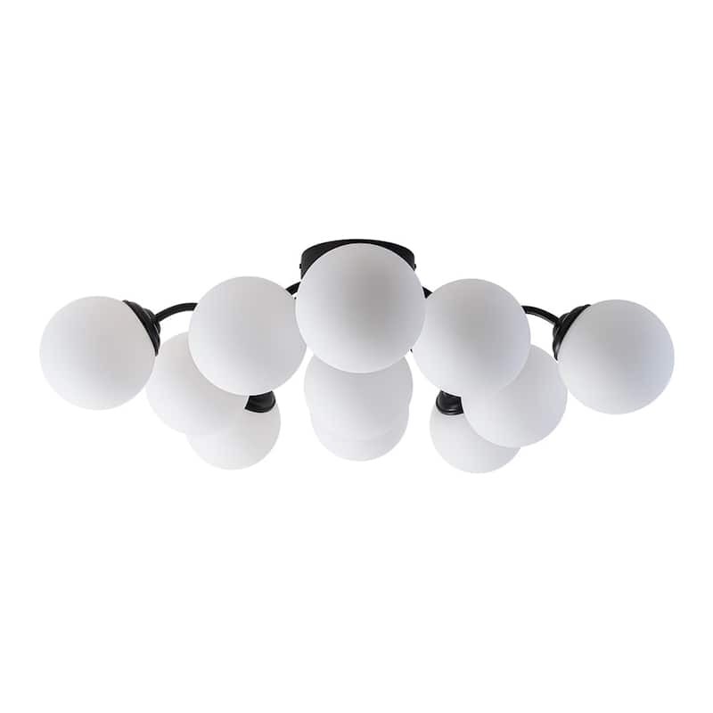 Milky Glass Globe Brass Sputnik Bubble Ceiling Light - 30in Chandelier