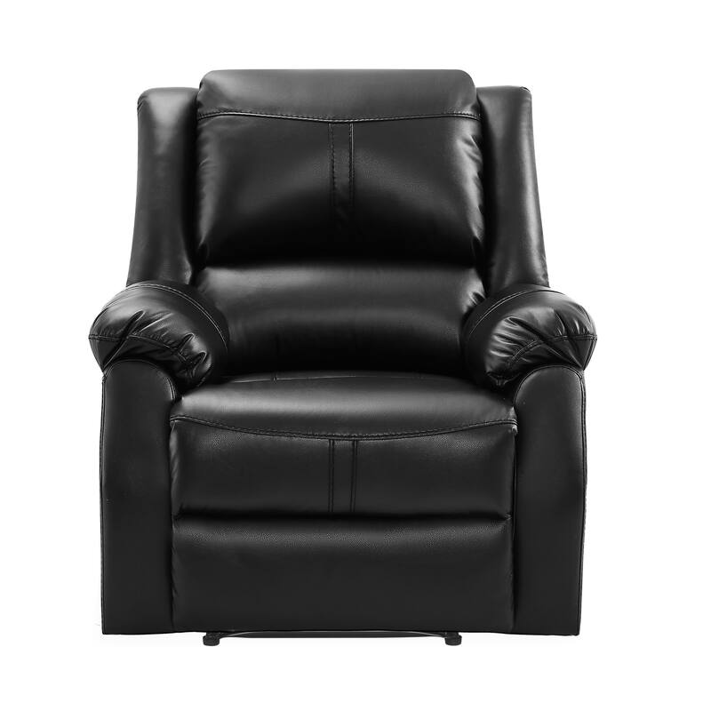 Faux Leather Recliner Sofa, Classic And Traditional Manual Recliner Chair With Comfortable Arms And Single Sofa For Living Room