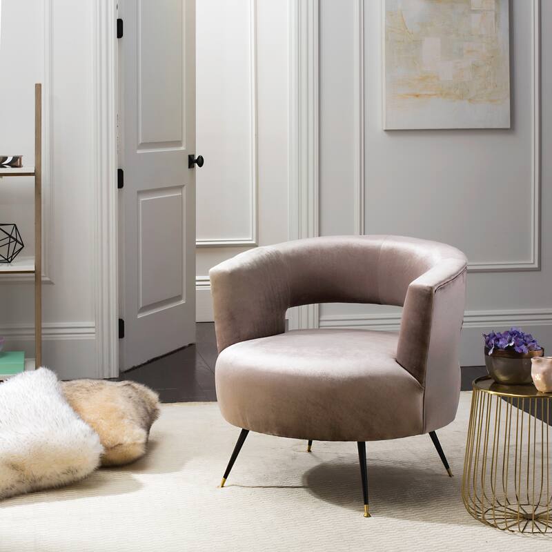 SAFAVIEH Nikki Mid-Century Modern Manet Velvet Hazelwood Club Chair - 32" x 30.5" x 30" - 32Wx31Dx30H